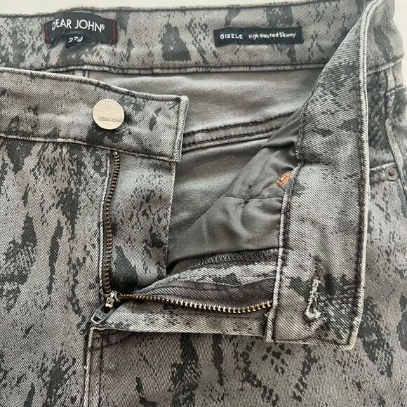 Dear John Women's Gray Snakeskin Print Gisele High Waisted Skinny Jeans Size 27 - Picture 11 of 14